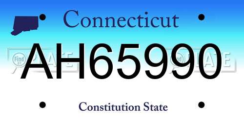 AH65990 Connecticut License Plate