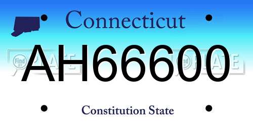 AH66600 Connecticut License Plate