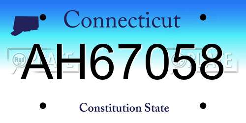 AH67058 Connecticut License Plate