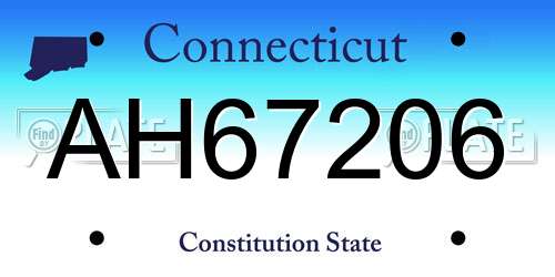 AH67206 Connecticut License Plate