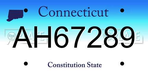 AH67289 Connecticut License Plate