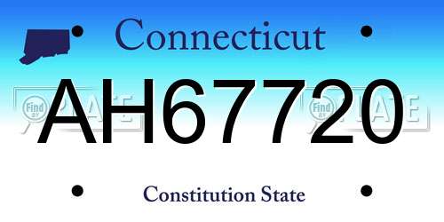 AH67720 Connecticut License Plate
