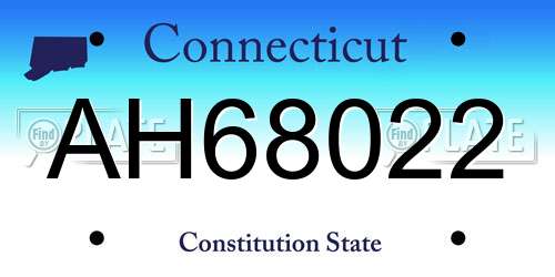 AH68022 Connecticut License Plate