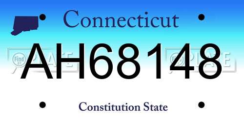 AH68148 Connecticut License Plate