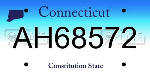 AH68572 Connecticut License Plate
