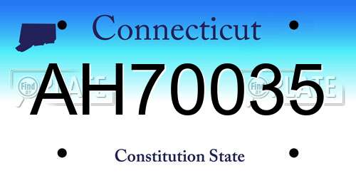 AH70035 Connecticut License Plate