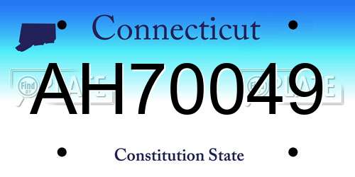 AH70049 Connecticut License Plate