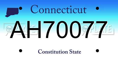 AH70077 Connecticut License Plate