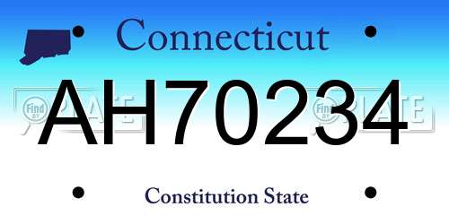 AH70234 Connecticut License Plate