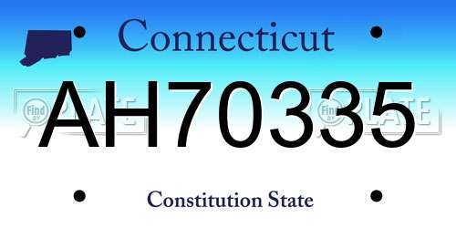 AH70335 Connecticut License Plate