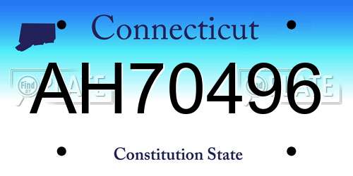 AH70496 Connecticut License Plate