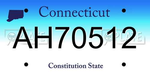 AH70512 Connecticut License Plate