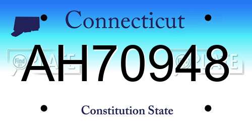 AH70948 Connecticut License Plate