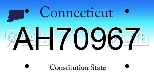 AH70967 Connecticut License Plate