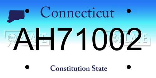 AH71002 Connecticut License Plate
