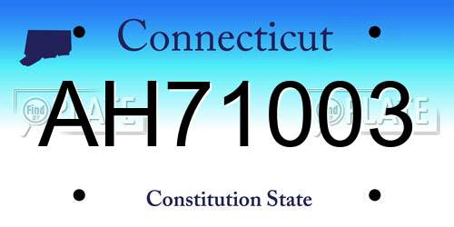 AH71003 Connecticut License Plate