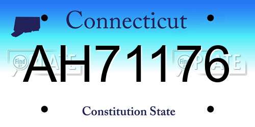 AH71176 Connecticut License Plate