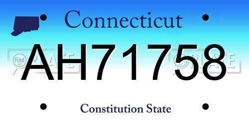 AH71758 Connecticut License Plate