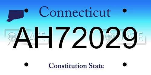 AH72029 Connecticut License Plate