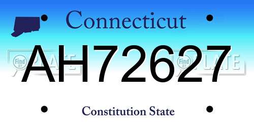 AH72627 Connecticut License Plate