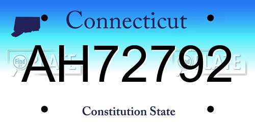 AH72792 Connecticut License Plate