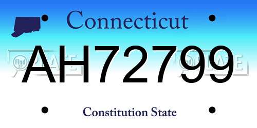 AH72799 Connecticut License Plate
