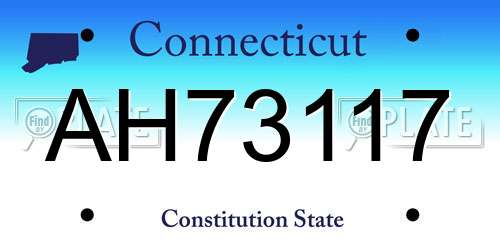 AH73117 Connecticut License Plate