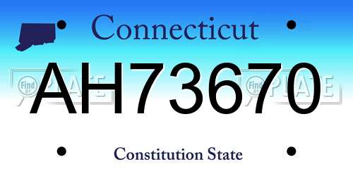 AH73670 Connecticut License Plate
