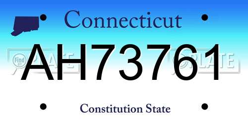 AH73761 Connecticut License Plate