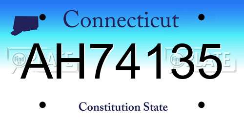 AH74135 Connecticut License Plate