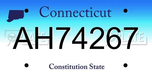 AH74267 Connecticut License Plate