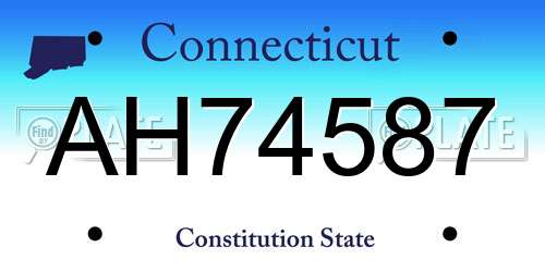 AH74587 Connecticut License Plate