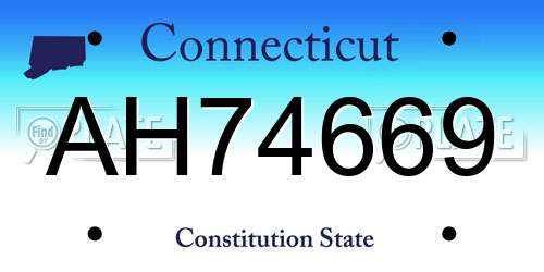 AH74669 Connecticut License Plate