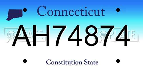 AH74874 Connecticut License Plate