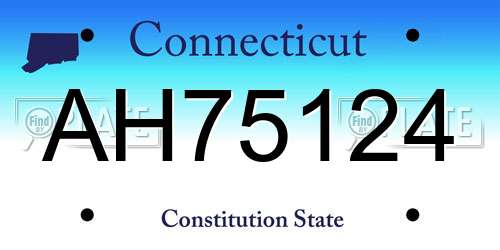 AH75124 Connecticut License Plate