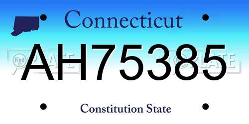 AH75385 Connecticut License Plate