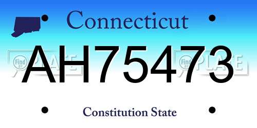 AH75473 Connecticut License Plate