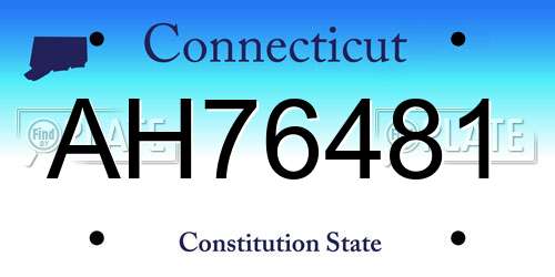 AH76481 Connecticut License Plate