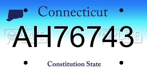 AH76743 Connecticut License Plate