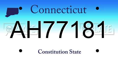 AH77181 Connecticut License Plate
