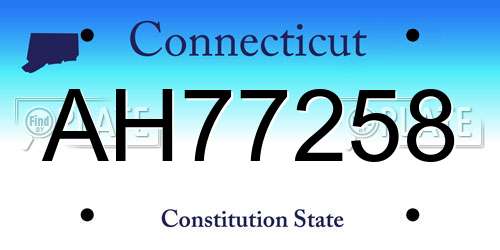 AH77258 Connecticut License Plate