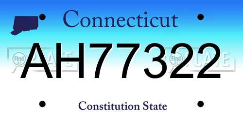 AH77322 Connecticut License Plate