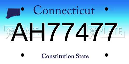 AH77477 Connecticut License Plate