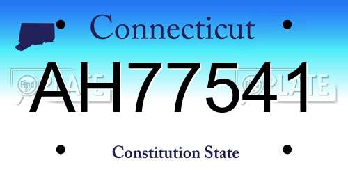 AH77541 Connecticut License Plate