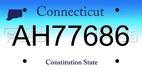 AH77686 Connecticut License Plate