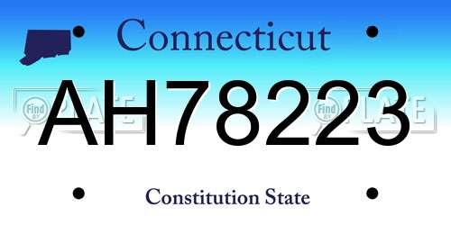 AH78223 Connecticut License Plate