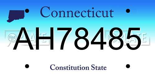 AH78485 Connecticut License Plate