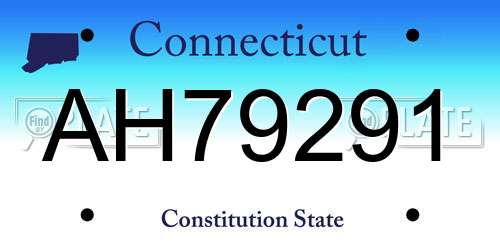 AH79291 Connecticut License Plate