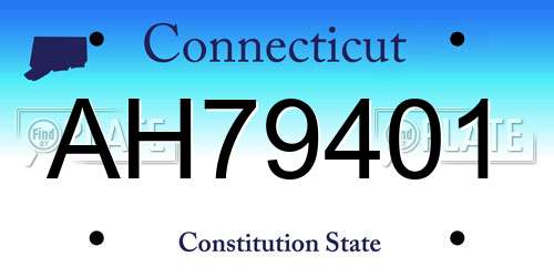 AH79401 Connecticut License Plate