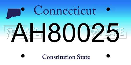 AH80025 Connecticut License Plate
